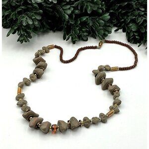 Beaded Resin Necklace With Gold-Tone Accents & Clasp Closure